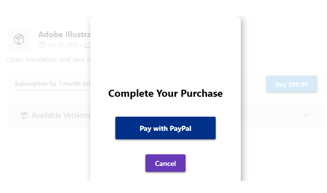 PayPal Payment Window